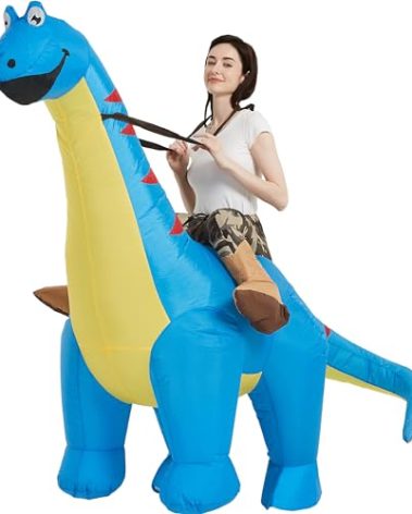 One Casa Inflatable Dinosaur Costume Riding Diplodocus T Rex Air Blow up Funny Party Halloween Costumes for Adult