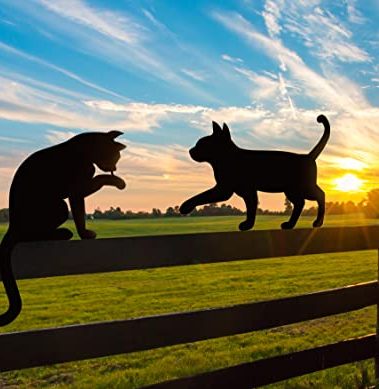 Doesen Metal Cat Fence Decorations, Unique Cat Gifts for Women/Men, Black Cats Silhouettes Garden Art, Yard Decor, Outside, Patio, Outdoor Decor, Kitty Yard Art Outdoor Garden Decorations