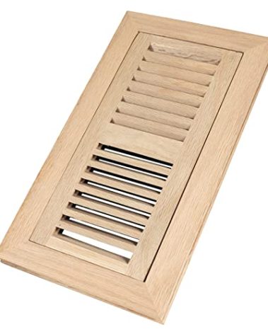 Hardwood Red Oak Floor Register, Flush Mount with Frame, 4x10 Inch, Unfinished