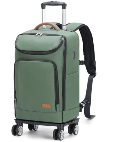 Lekebobor Travel Rolling Backpack, 18 inch Waterproof Bag with 360° Wheels for 15.6" Laptop, Convertible Airline Approved Travel Back Pack for Men & Women, Business, Commuter