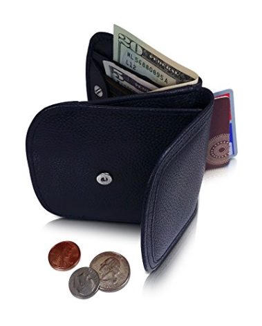 Taxi Wallet® TW03-BLACK - Soft Leather - Compact, Front Pocket Folding Wallet - For Cards, Coins, Bills, ID (Men & Women)