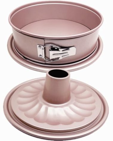 DWWTKL 10 Inch Springform Pan with 2 Bases Non-Stick Spring Form and Cheesecake Baking Mold Heavy Duty Carbon Steel Pound Cakes Tube Mould for Oven - Champagne Gold