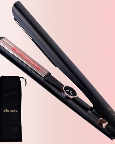 ELLA BELLA® Slimline Hair Straightener with Infrared Technology | 2-in-1 Straightening & Curling | 10 Temp Settings | Portable Design