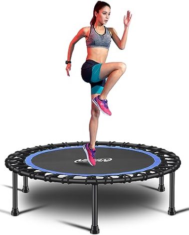 Newan 40'' Silent Fitness Mini Trampoline - Indoor Rebounder for Adults - Best Urban Cardio Jump Fitness Workout Trainer, Covered Bungee Rope System - Max Limit 330 lbs