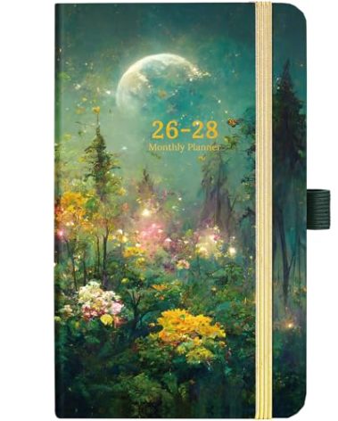 2026-2028 Pocket Planner/Calendar - 3 Year Monthly Planner 2026-2028, Jan 2026 - Dec 2028(36 Months), 6.2" x 4", Monthly Planners, Pocket Calendar with Inner Pockets, Pen Holder & Elastic Closure - Dreaming Moon