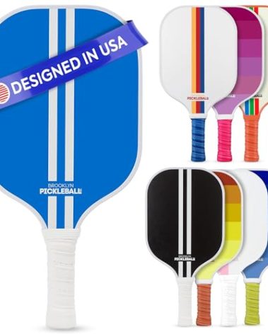 Brooklyn Pickleball Co. | Carbon Fiber Paddle | USAPA Approved | Honeycomb Core | Cushioned Grip | Single Pickle-Ball Racket | 2025 Blue Racing Stripe Pickle Ball Paddles