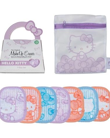 Makeup Eraser, 7-Day Set, Erase All Makeup with Just Water, Including Waterproof Mascara, Eyeliner, Foundation, Lipstick, and More! Hello Kitty, 7 ct.