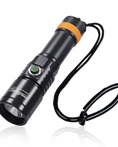 ORCATORCH D530 Scuba Dive Light, 1300 Lumens, 8 Degrees Narrow Beam Angle, Titanium Alloy Side Button Switch, 2 Lighting Modes, with Battery Indicator, for Underwater 150 Meters Diving