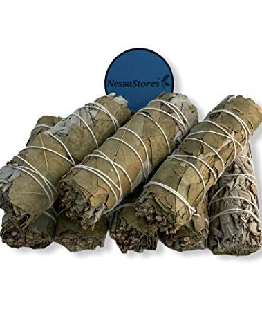 NESSASTORES - White Sage + Bay Leaves Smudge Incense 4" Bundle #JC-190 (3 pcs)