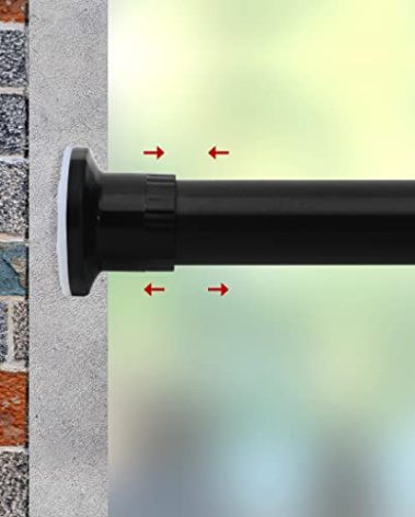 Refrze Room Divider Tension Curtain Rod, 83-122 Inch Tension Shower Curtain Rods, Curtain Rods No Drilling for Window,Adjustable Bathroom Stall Tension Pole-Black