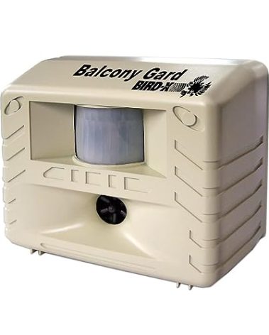 Bird-X Balcony Gard, Ultrasonic Bird Preventer, Outdoor Bird Decoy with Motion-Sensor, Easy to Install, Covers up to 900 sq. ft., 15 to 25 kHz Frequency, 6.75" x 5.5" x 3.5"
