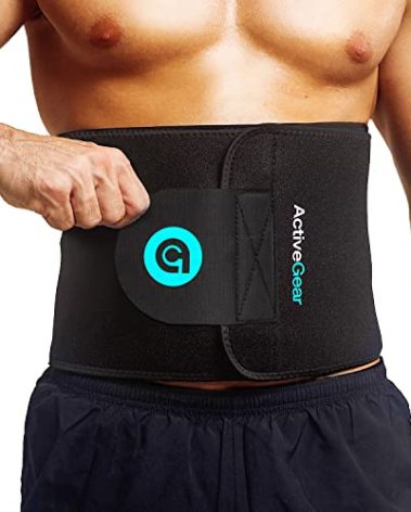 ActiveGear Waist Trimmer Belt for Stomach and Back Lumbar Support, Large: 9" x 46" - Blue