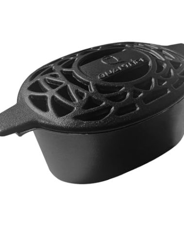 Quantfire Wood Stove Steamer Rust Resistant,Fireplace Humidifier Pot Cast Iron Steamer for Home Indoor Decorative,2.5 Quart Capacity Matte Black