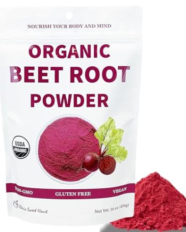Chérie Sweet Heart Organic Beet Root Powder – Raw, Non-GMO, 1 LB – Natural Energy Boost, Supports Circulation, Detox, & Heart Health – Vegan, Gluten-Free
