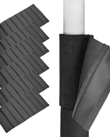 Hudson Comfort Basement Pole Wrap - Garage Pole Padding with Anti Slip Fabric - Strong Hook and Loop for A Tight Wrap - Round Column Wrap 10mm Foam - 12x24 Inches (6 Pack) - 6 Feet of Protection