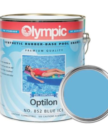 Olympic Pool Paint - Optilon - Blue Ice - 1 Gallon - Synthetic rubber-base swimming pool paint - value quality enamel for synthetic and chlorinated rubber, bare plaster and concrete pools.