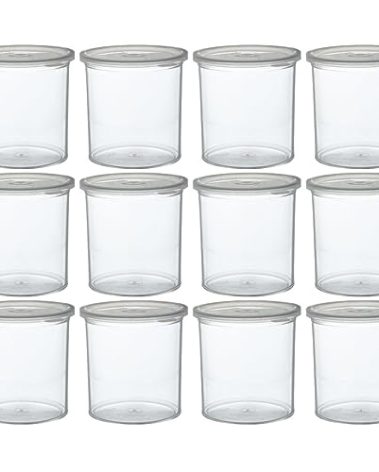 Carlisle FoodService Products Classic Round Storage Container Crock with Lid for Kitchen, Restaurants, Home, Plastic, 1.2 Quarts, Clear, (Pack of 12)