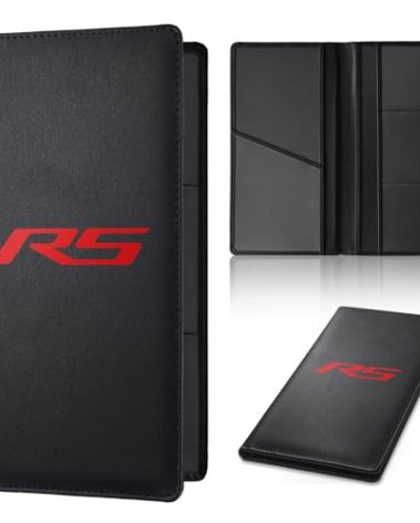 Annloysky Leather Car Registration and Insurance Cards Holder Compatible with Chevy Camaro RS Cars, Vehicle Glove Box Car Organizer with Magnetic Shut, Documents License for Camaro RS Owners
