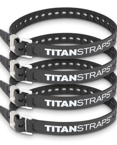 Titan Industrial Straps – Strong & Simple Tie-Downs for Construction (Welders, DIY Home) & 1st Responders – 3 Year Warranty, Batch Tested – 70 lb. Working Load, 25" Length, Black, 4-Pack