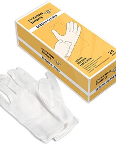 ECZEMA HONEY Premium 100% Cotton Gloves - Washable & Reusable Overnight Dry Hands Treatment - White Cotton Gloves for Eczema (24 Pairs)