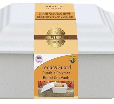 LegacyGuard Durable Polymer Burial Urn Vault - Vault for Ground Burial of One Cremation Urn - White Granite - Made in The U.S.A. - Mainely Urns