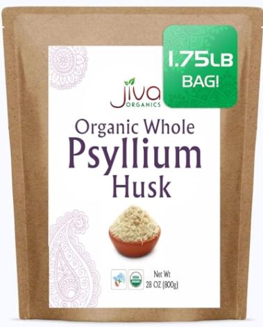 Jiva Organics Whole Psyllium Husk (Isabgol) 1.75 LB (28 Oz) Jumbo Bag - Non-GMO, Unflavored - Keto Friendly, Soluble Fiber