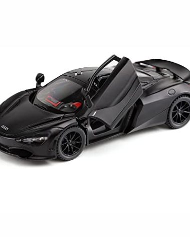 Alloy Collectible Black McLaren 720s Toy Vehicle Pull Back DieCast Car Model with Lights and Sound