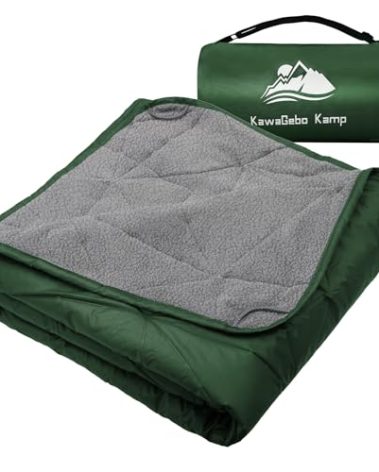 KawaGebo Kamp Outdoor Waterproof Blanket, Foldable Fleece Stadium Blanket for Outdoor Sports Event, Camping, Car, Pet, Picnics - Windproof, Wearable, Machine Washable 80" x 58" (Green)