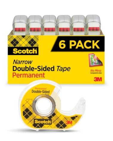 Scotch Permanent Double Sided Tape, Card Making and Holiday Scrapbooking Supplies, Alternative to Gift Wrap Tape for Wrapping Presents, 0.50 in. x 500 in., 6 Rolls with Dispensers