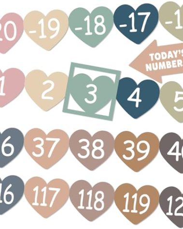 Number Line for Classroom Wall (-20 to +120) Boho Heart Shape Number Bulletin Board for Students Math Learning Boho Bulletin Border Decor Numbers Boarder Strips for Home School