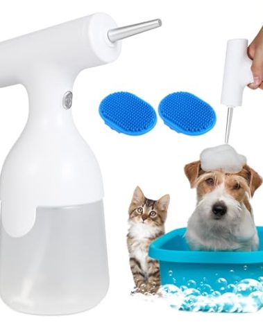 CARELAX Electric Dog Cleaning Foam Soap Dispenser Machine, Dog Bath Brush and Foaming Shampoo Sprayer, Dog Shampoo Brush, Dog Wash Accessories Bulk, Rechargeable Shampoo and Soap Dispenser