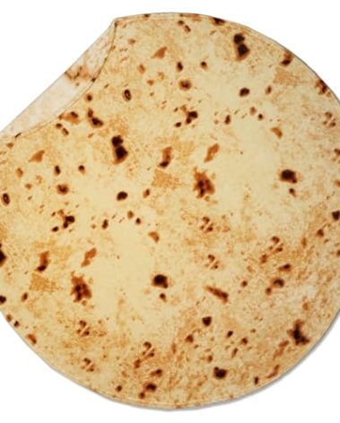 Excervent Tortilla Burritos Wrap Blanket for Adults and Kids, 290 GSM Double Sided Funny Realistic Food Blanket, Novelty Tortilla Super Soft Taco Flannel Throw Blankets, 80 inch Yellow