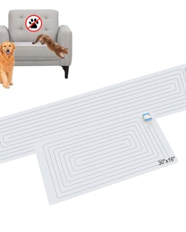 SEERWAY Scat Pet Shock Mat 2 Pieces in Different Size, Shock Pads for Dogs and Cats Training Indoor, Electric Repellent Mat Keeps Pets Off Couch, Sofa, Countertop, 3 Modes (60" x12” + 30"x16")