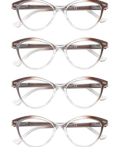 HEEYYOK Women Reading Glasses 4 Pack 2.5 Cateye Readers Glasses Reading Comfort Spring Hinge(4 Pack Color-C4, 2.50, x)