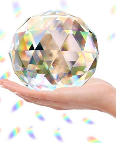 Clear Glass Crystal Ball Prisms Window Rainbow Maker Sphere Faceted Gazing Ball Prism Prism Suncatcher for Home Décor, Feng Shui, (120mm/4.72inch)