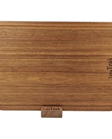 TebuTeak Solid Teak Wood Cutting Board - Single/One Piece Design Wooden Choping Boards Non Glued Knife-Friendly Durable Chopping Block for Kitchen Meat Vegetable Chese 15.8 x 11 IN (Includes Stand)