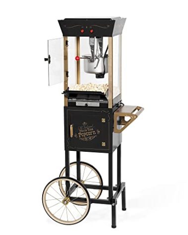 Nostalgia Popcorn Maker Machine - Professional Cart With 8 Oz Kettle Makes Up to 32 Cups - Vintage Popcorn Machine Movie Theater Style - Black