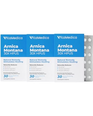 VitaMedica Arnica Montana Blister Pack 30X Tablets for Bruising Pain and Swelling | Plant Based Formula | Recommended by Plastic Surgeons | Natural Recovery Surgery Or Injury | 3 Pack | 45 Servings