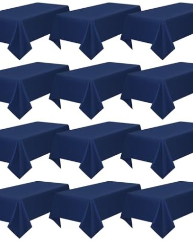 12 Pack Rectangle Tablecloth 60 x 102 inch Navy Blue Polyester Table Cloth for 6 Feet Tables,Washable Fabric Stain and Wrinkle Resistant Table Cover for Wedding Parties Banquet