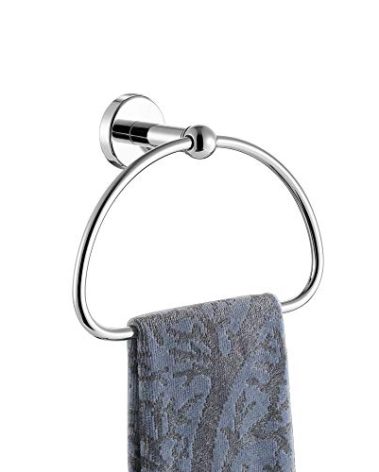 JQK Chrome Towel Ring, Stainless Steel Half Ring Towel Holder for Bathroom, 7 Inch Polished Chrome Wall Mount, TR160-CH