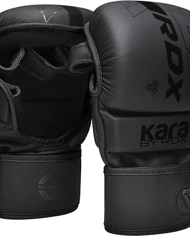 RDX MMA Gloves Sparring Grappling, Hybrid Open Palm Martial Arts Mitts Men Women, Maya Hide Leather Wrist Support, Cage Fighting Combat Sports Boxing Glove Training, Muay Thai, Punching Bag Kickboxing