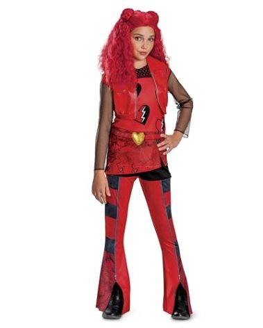 Descendants Red Costume for Kids, Official Disney Descendants The Rise of Red Costume Jumpsuit, Wig not Included, Child Size (10-12)