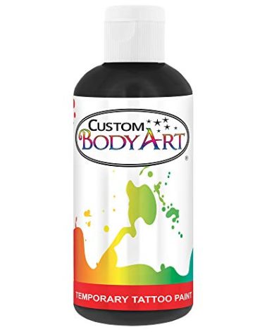 Custom Body Art Black Airbrush Body Paint 8oz - Alcohol-Based, Waterproof, Body Paint for Adults, Cosplay, Temporary Tattoos