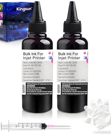 KSUMEI Ink Refill Kit for Canon 210 240 243 245 250 270 280 CL 241 244 246 251 271 281XL PGI-225 CLI-226 PGI-1200 PGI-2200 Ink Cartridge Bottle (2*Black, 100 ml)