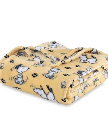 Berkshire Blanket Peanuts® VelvetLoft® Cute Character Snoopy Plush Blanket,Peanuts Poses and Paws Sundress,King 90 in x 108 in (Official Peanuts® Product)