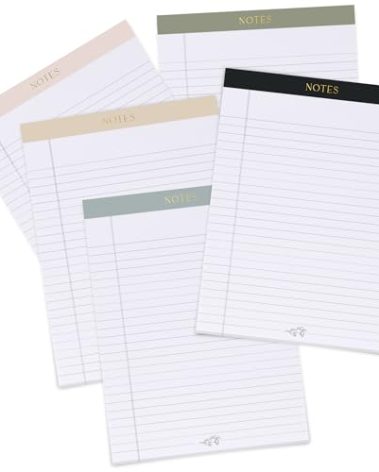 ZICOTO Aesthetic Note Pads Set Of 5 - Quality 8.5 x 11 inch Lined Legal Pads For Women Or Men - The Perfect Writing Notepads and Office Desk Supplies to Easily Organize Your To-Do Lists