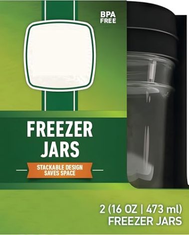 Bexter Freezer Jars 16 oz – 2 Pack | BPA-Free Plastic Storage Containers with Lids | Leakproof, Stackable, Dishwasher & Freezer Safe | Perfect for Soups, Leftovers, Smoothies, Meal Prep