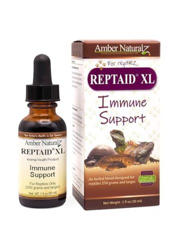 AMBER NATURALZ Reptaid XL Herbal Supplement for Large Reptiles | Herbal Pet Supplement for Immune Support | for Reptiles Above 250g | 1 Fluid Ounce Glass Bottle | Manufactured in The USA