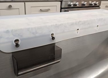 SiliSink XL Silicone Sink Edge Guard for Kitchen Sink - Fits 3.75” - 4” Wide - The Original Stone Protector with Sponge Caddy - Splash Guard, 20” Frosted Matte