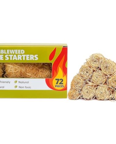 Tumbleweed Fire Starters – 72 Eco-Friendly, Waterproof Starters for Campfire, Fireplace, BBQ, Grill, Wood Stove – Long Burning, Natural Wax & Wood Shavings – No Odor, Chemical-Free